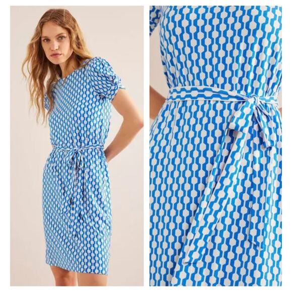 Boden Knot Detail Jersey Geo Mini Dress Size US/2R - Picture 1 of 9